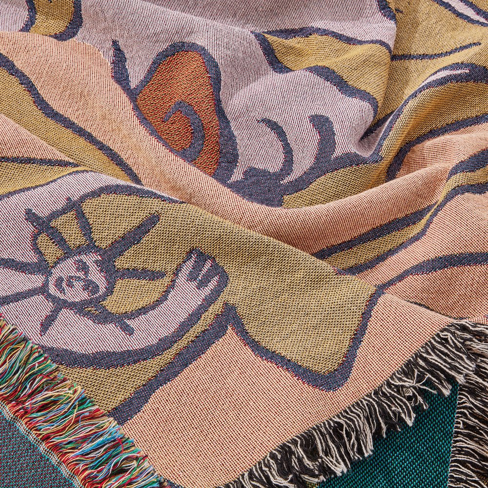 Mushroom People Woven Cotton Blanket