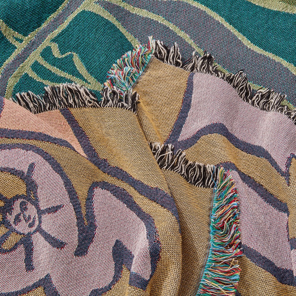 Mushroom People Woven Cotton Blanket